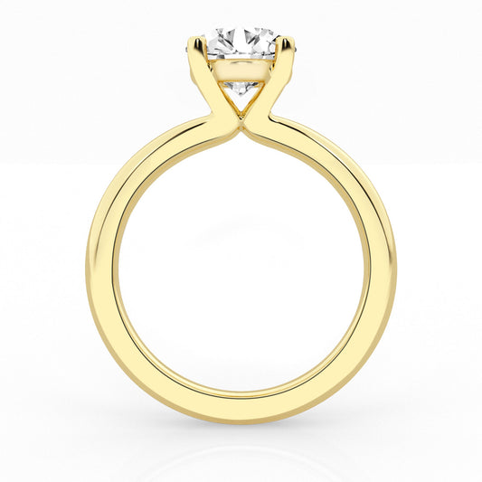ReMARKable Designs Solitaire Lab-Grown Diamond Complete Engagement Ring in 14 Karat Yellow Gold with 4.13ct Round Center Lab-Grown Diamond, Color: G, Clarity: VS2, Size 7