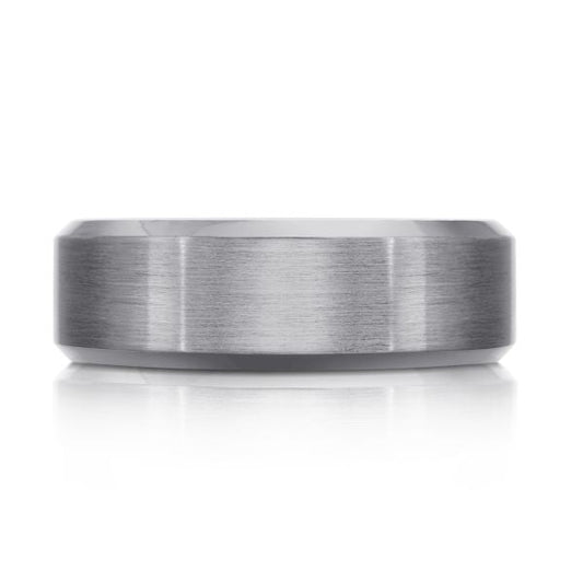 Tantalum grey carved men's band, polished finish.