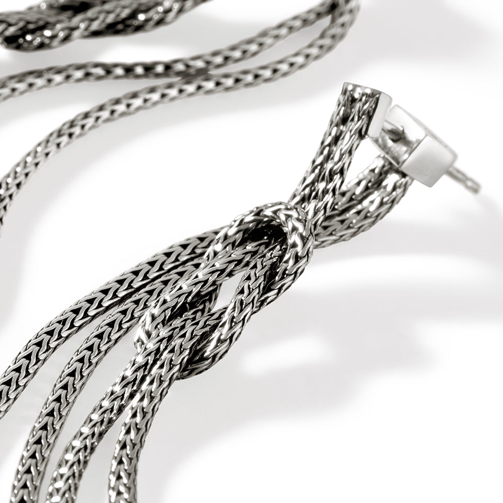Sterling silver braided dangle earrings.