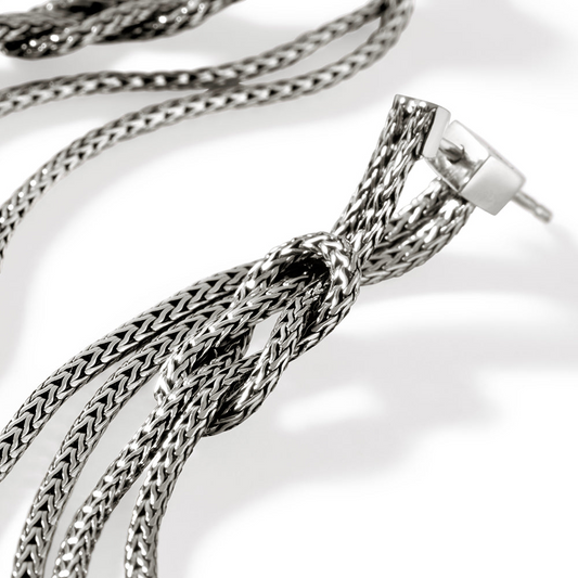 Sterling silver braided dangle earrings.
