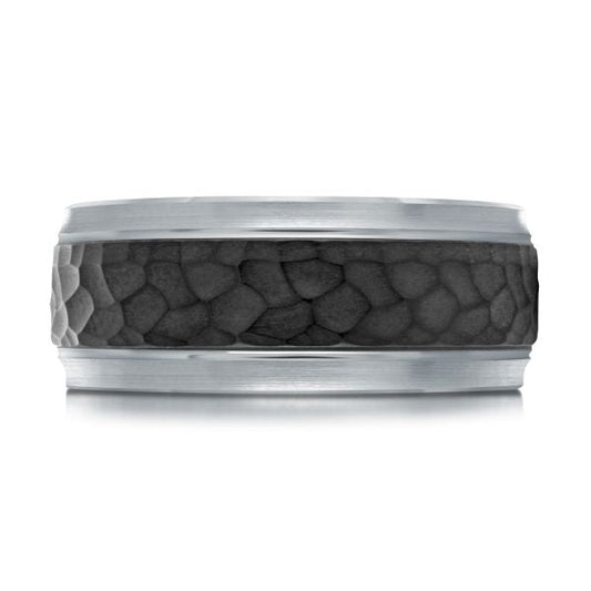 Carbon fiber band with satin-hammered finish.
