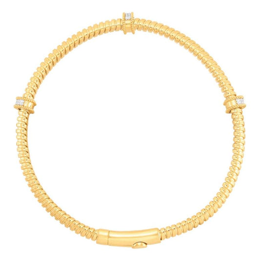 14K yellow gold bracelet with round diamonds.