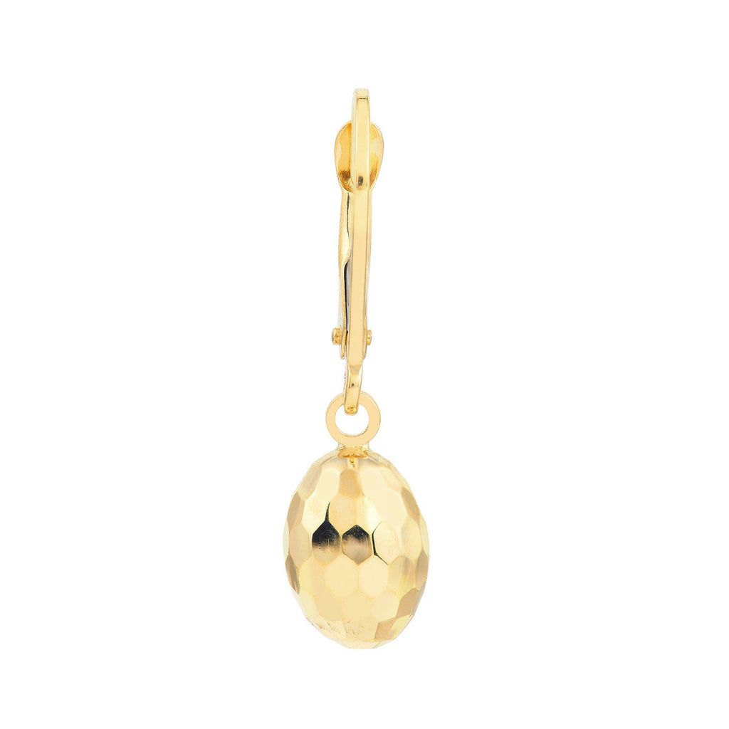14K yellow gold faceted dangle earring.