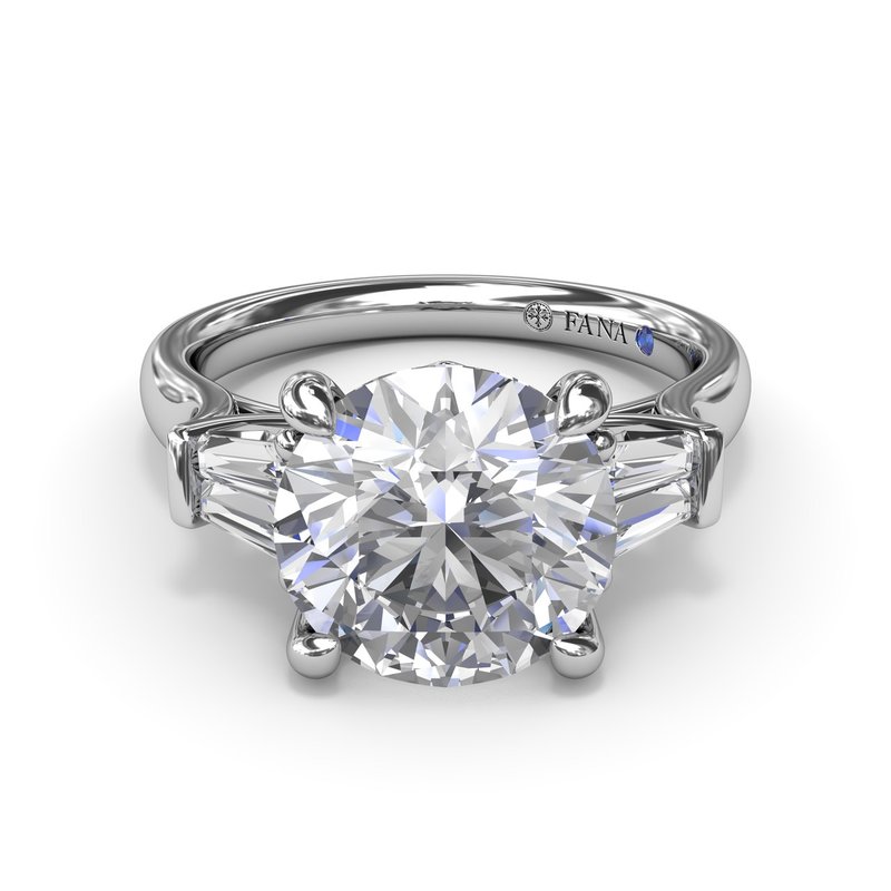 14K white gold ring with baguette diamonds.