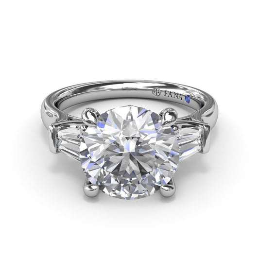14K white gold ring with baguette diamonds.