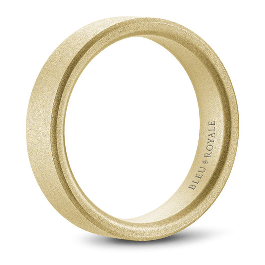 14K Yellow Gold Brushed Carved Band