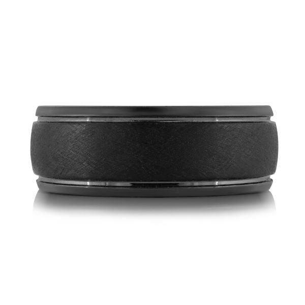 Black tantalum band, satin wire-brushed finish.
