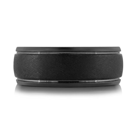 Black tantalum band, satin wire-brushed finish.