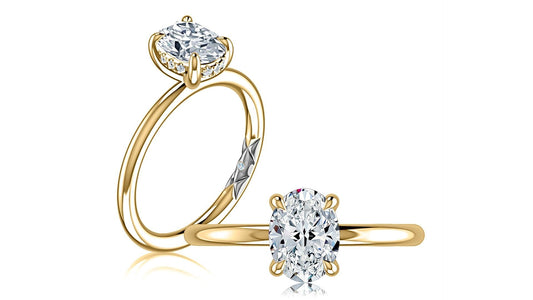 14K yellow gold ring with accent diamonds.