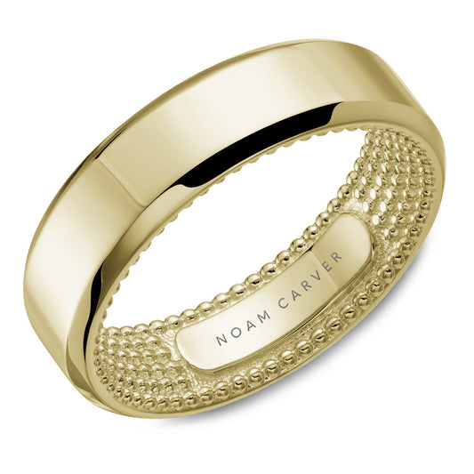 14K yellow gold band, intricate carved design.