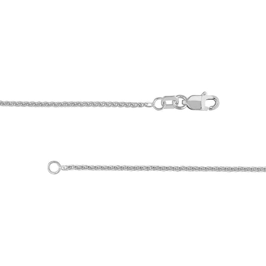 Sterling silver round wheat chain, lobster clasp.