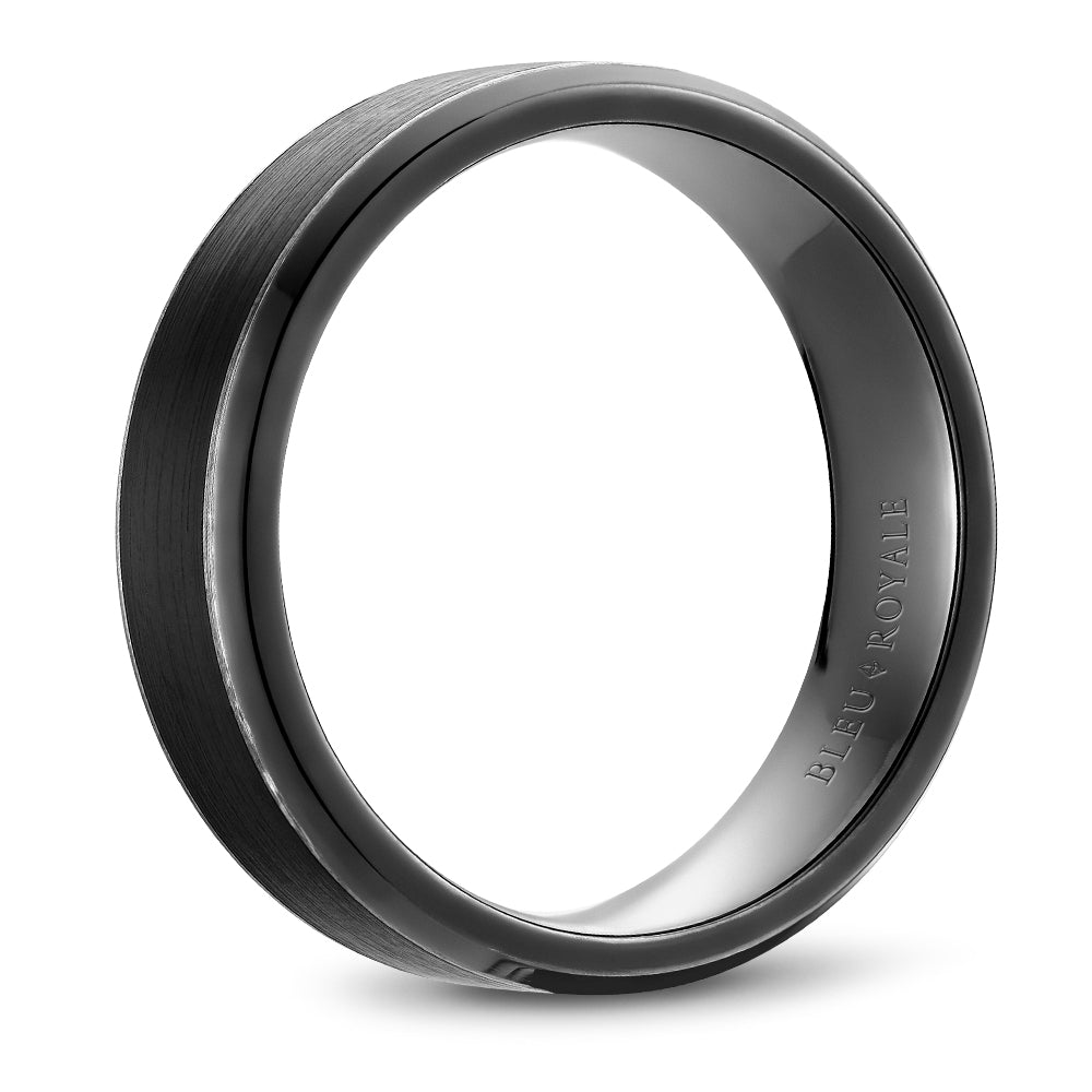 14K white gold band, black rhodium accents.