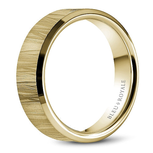 14K yellow gold carved textured band.