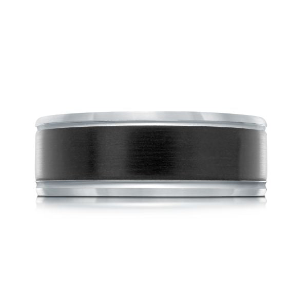 Men's carved carbon fiber and white gold band.