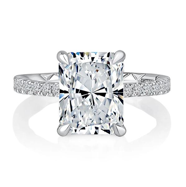 14K white gold diamond semi-mount ring.