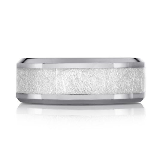 Tantalum grey carved men's band, 8MM.