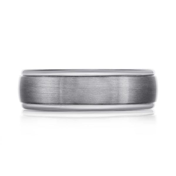 Tantalum grey carved men's band, 6MM width.