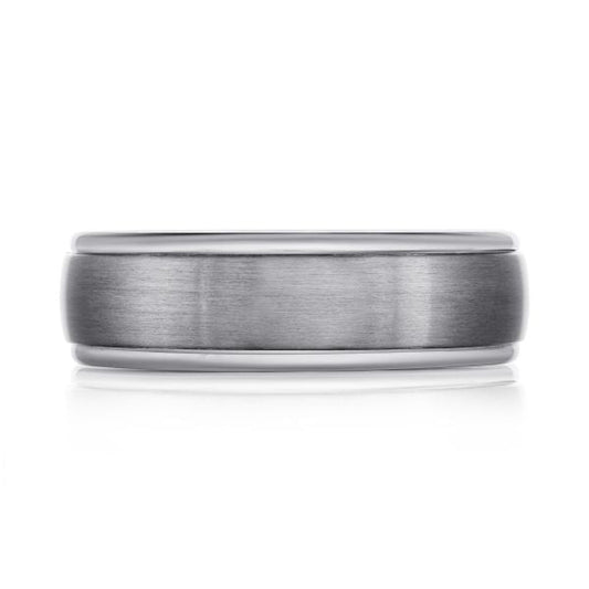 Tantalum grey carved men's band, 6MM width.