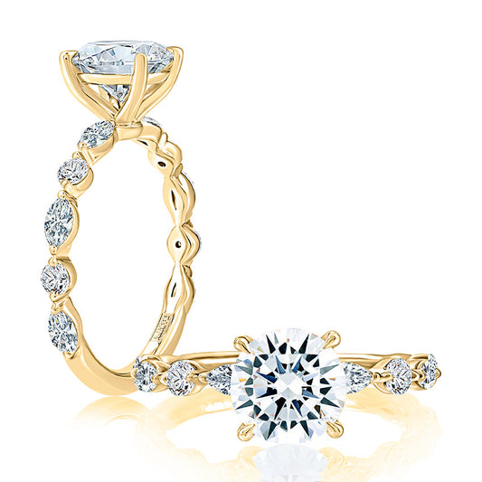 14K white gold ring, various-shaped diamonds.