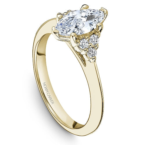 Yellow gold ring with six round diamonds.