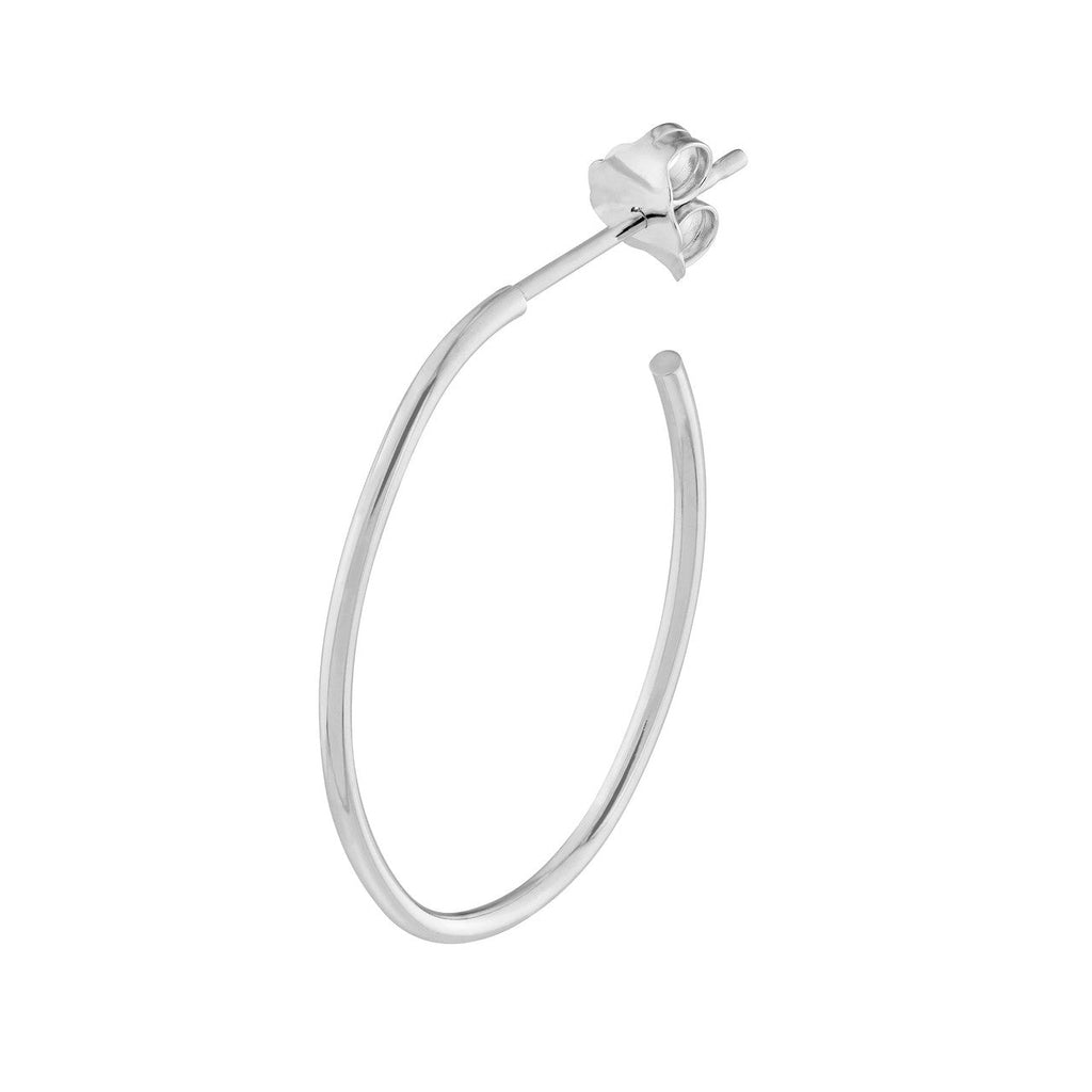 14K white gold medium hoop earring.