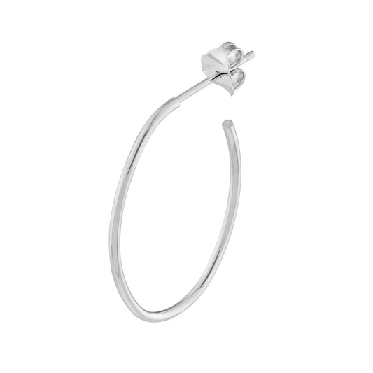 14K white gold medium hoop earring.