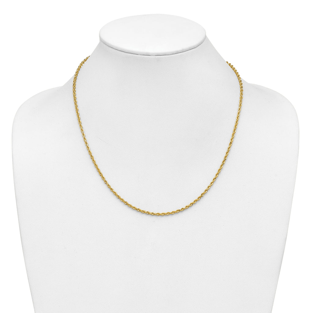 Diamond cut rope chain, 14K yellow gold.
