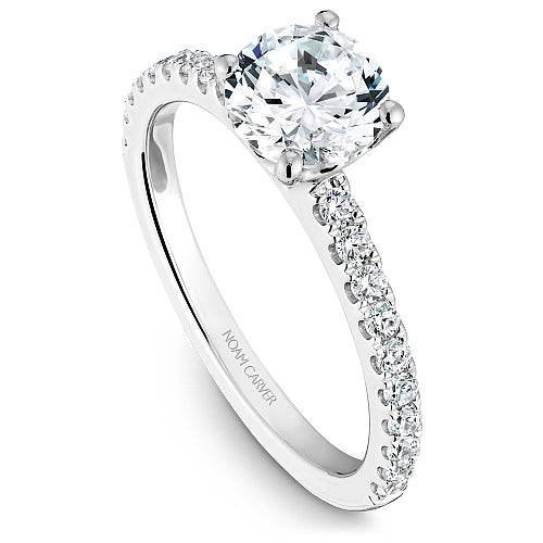 14K white gold ring with round diamonds.