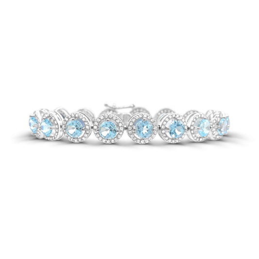 Sterling silver bracelet with blue topazes.