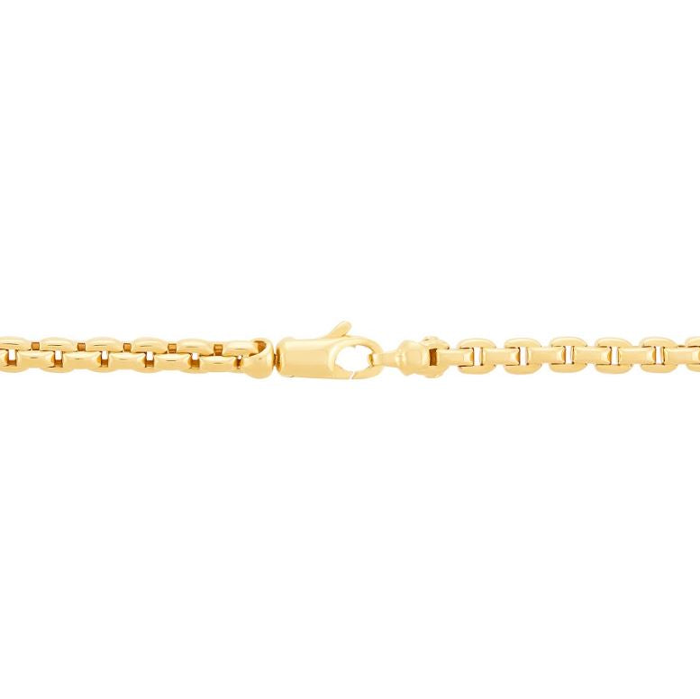 14K yellow gold round box chain.