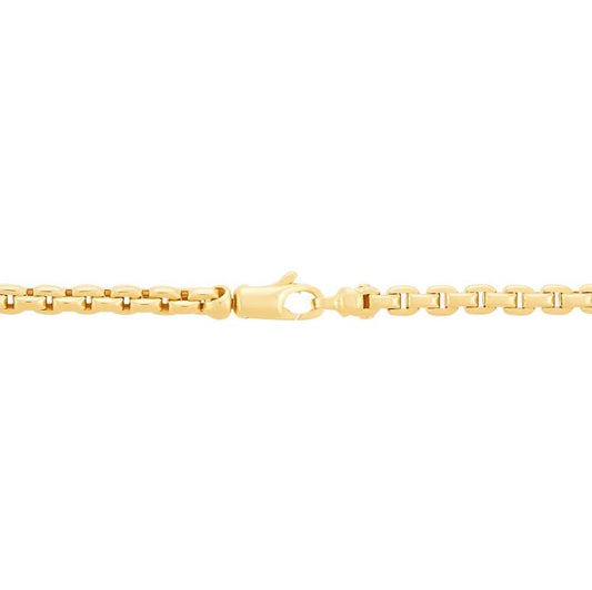14K yellow gold round box chain.