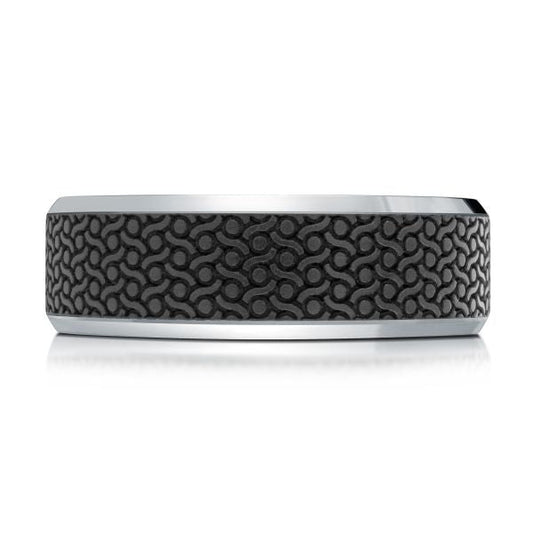 Carved carbon fiber band, white-black contrast.