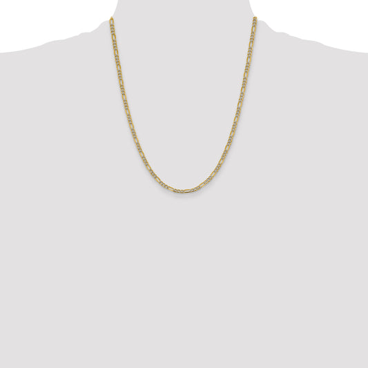 14K white-yellow gold Figaro chain necklace.