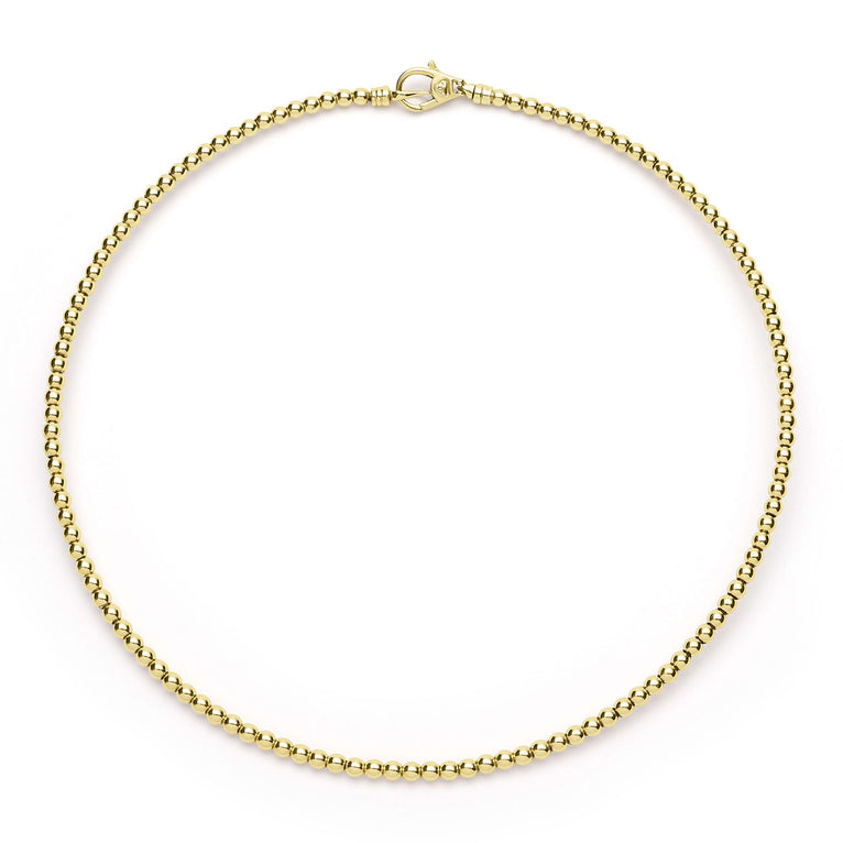 18K yellow gold beaded collar necklace.
