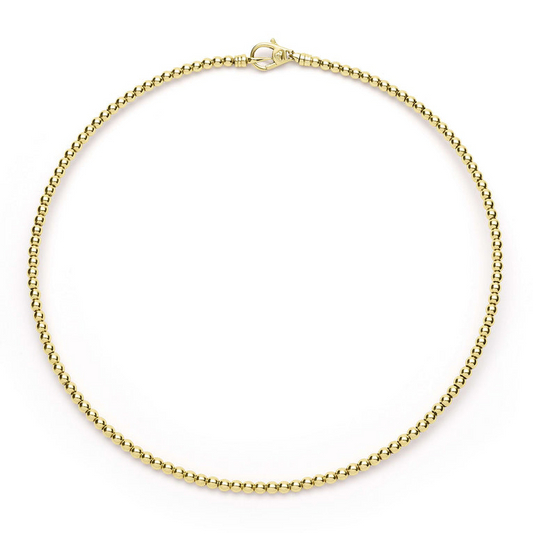 18K yellow gold beaded collar necklace.