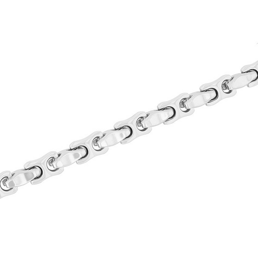 Stainless steel silver fancy link bracelet.