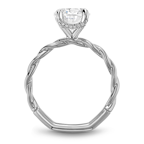 14K white gold ring with diamond accents.