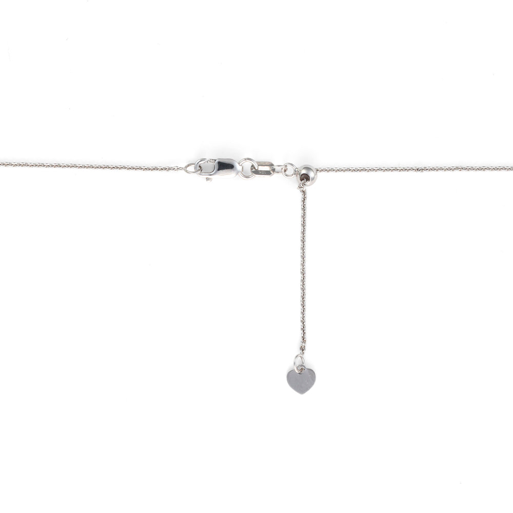 Lobster clasp with heart charm detail.