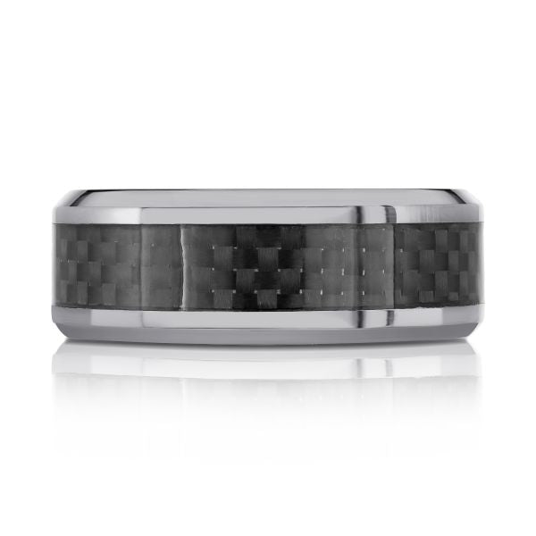 Tantalum grey band with carved design.