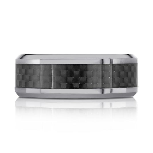 Tantalum grey band with carved design.