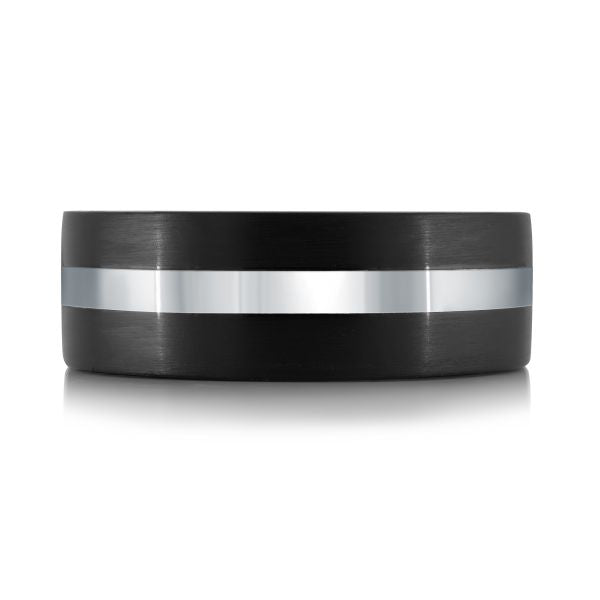 Tantalum carbon fiber band, black and grey.