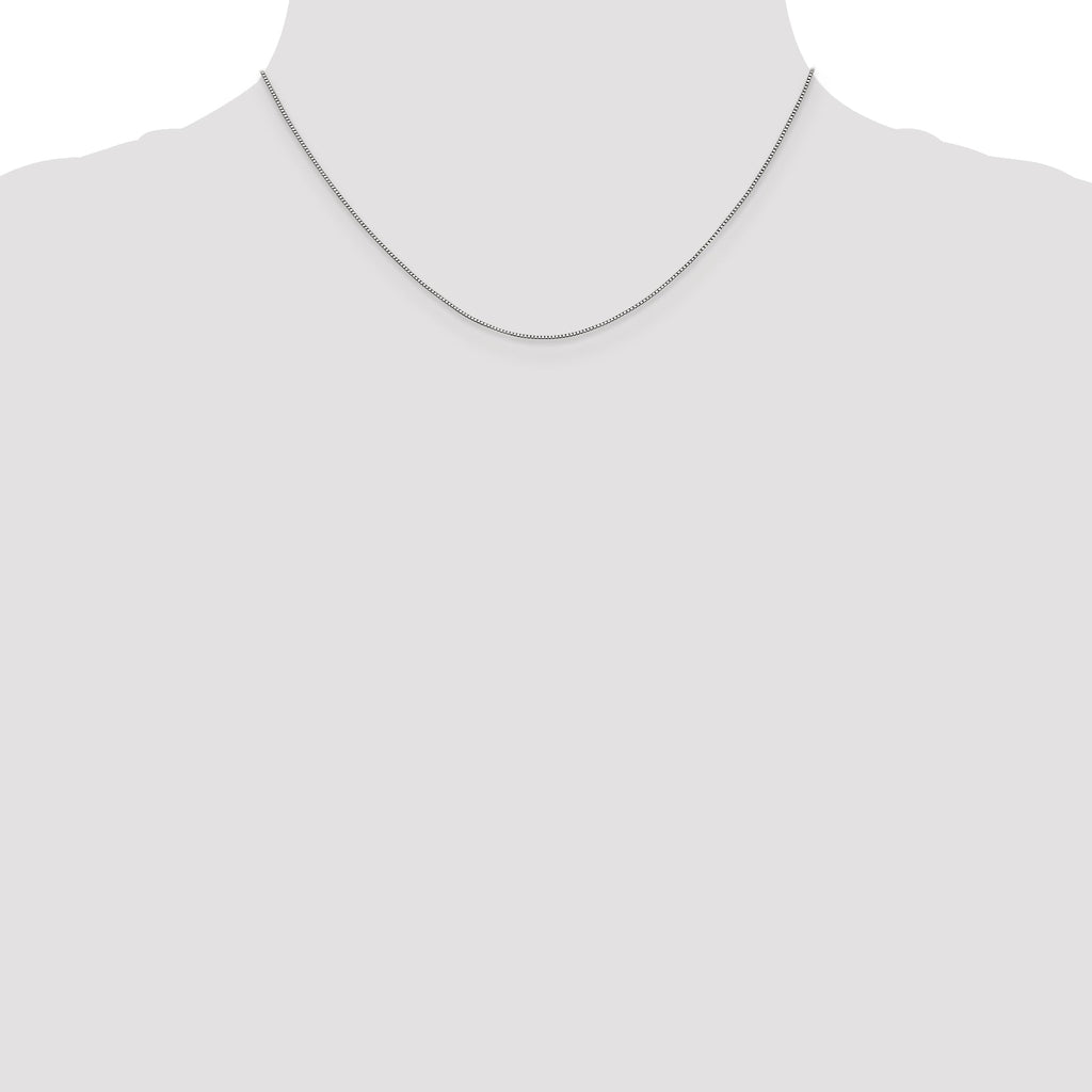 14K white gold sleek box chain necklace.