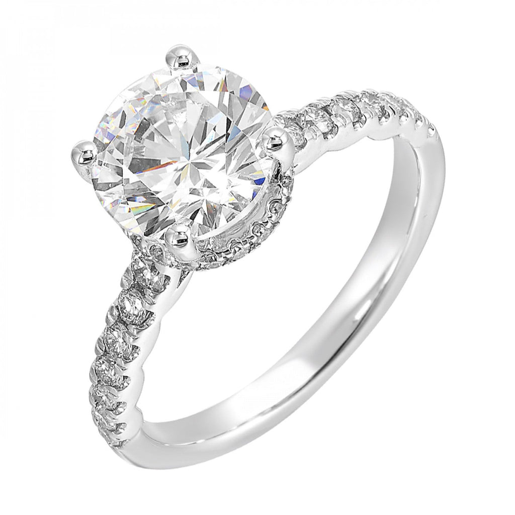 14K white gold ring with round diamonds.