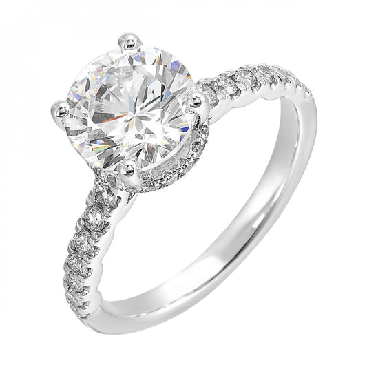 14K white gold ring with round diamonds.