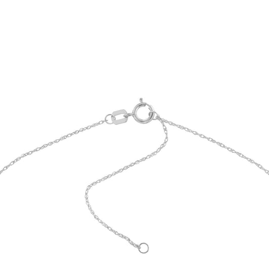 14K white gold necklace clasp detail.