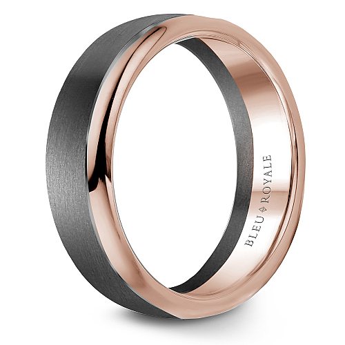 Tantalum ring with grey rose carved design.