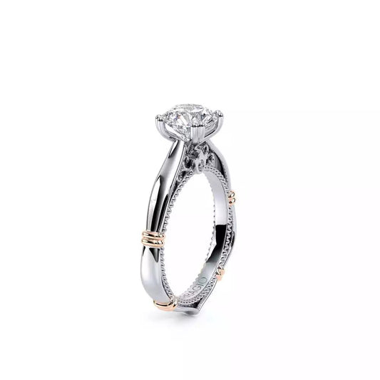 14K white gold ring with round diamonds.