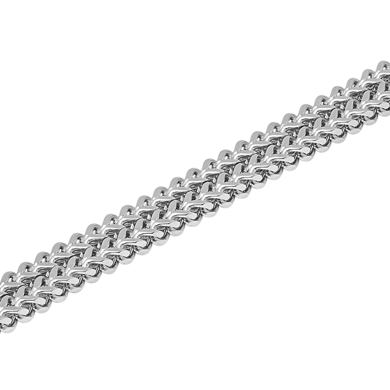 Stainless steel bracelet with intricate fancy links.