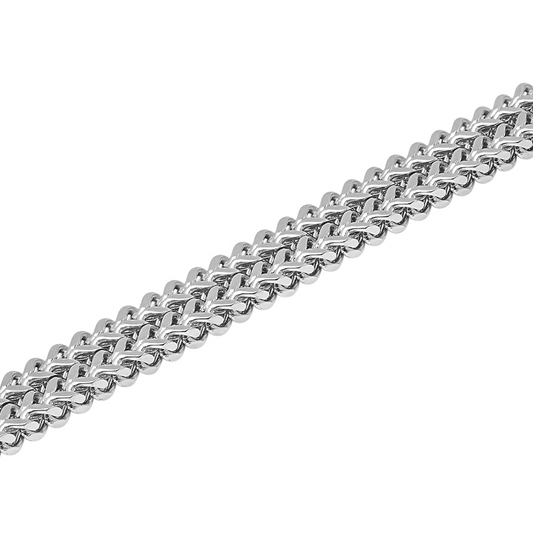 Stainless steel bracelet with intricate fancy links.