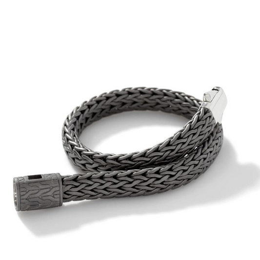 Sterling silver grey woven link bracelet.